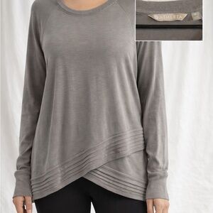 Athleta Neutral Gray Layered-Hem Long Sleeve Top